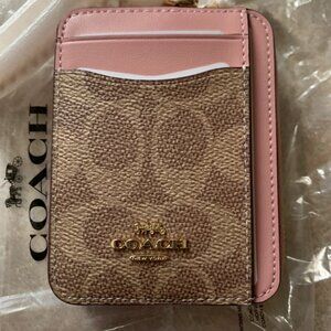 Coach zip card case with chain NWT PRICE FIRM